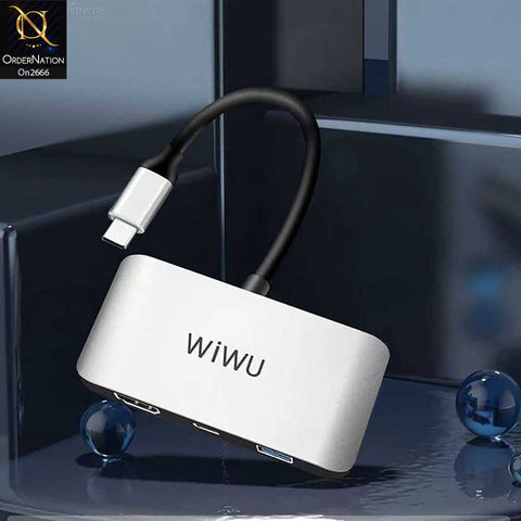 Silver - Wiwu Appolo C2H 3 In 1 Type C+Hdmi+Usb 3.0 – Grey