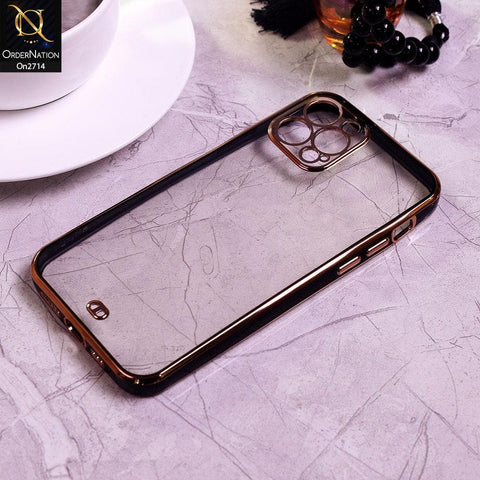 iPhone 12 Pro - Black - Eletroplating Soft Square Straight Edge Transparent Case
