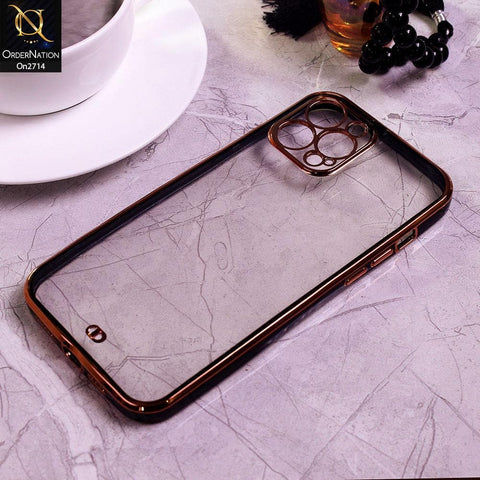 iPhone 12 Pro Max - Black - Eletroplating Soft Square Straight Edge Transparent Case