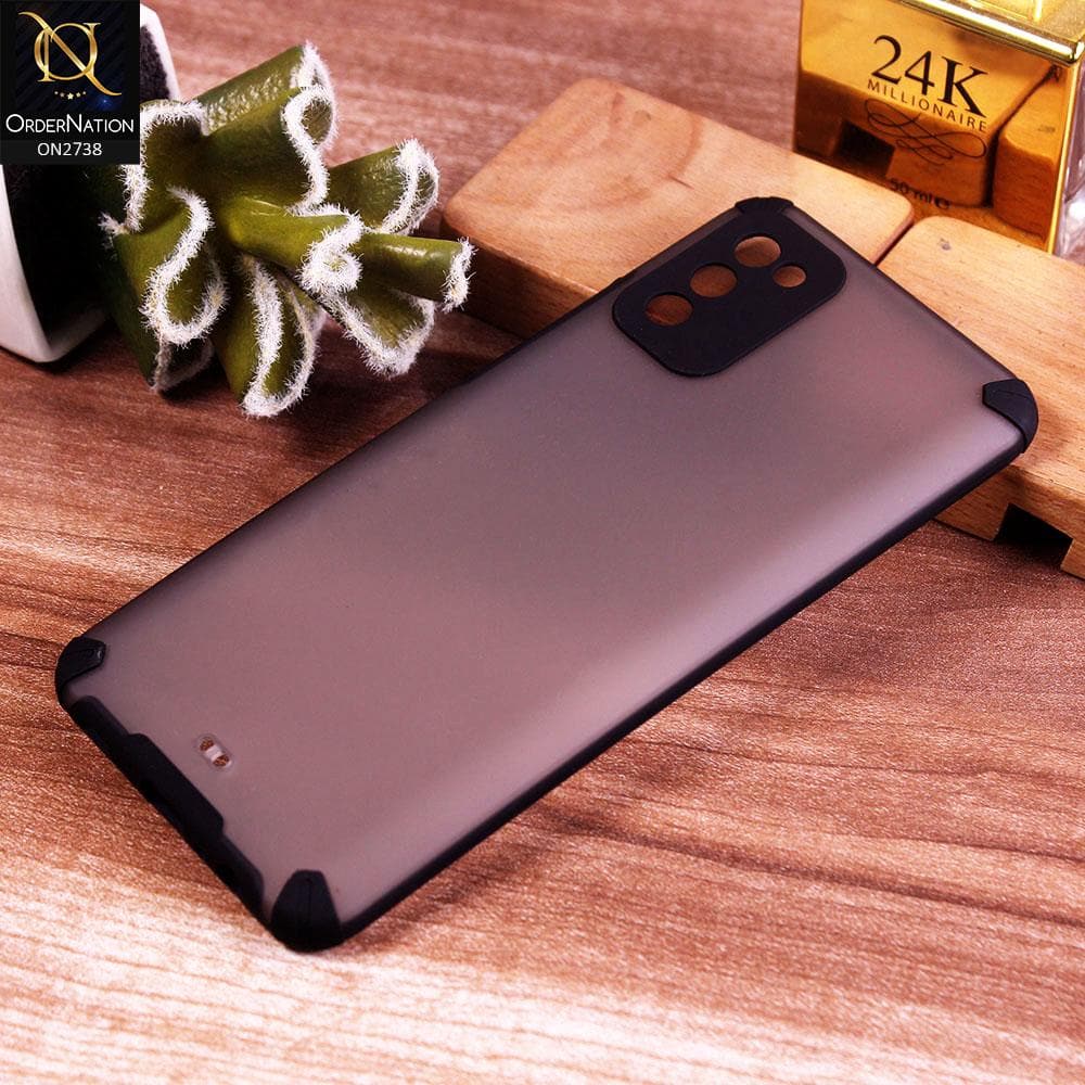Samsung Galaxy A02s Cover - Black - New Semi Transparent Matte Anti-Drop Camera Protection Case