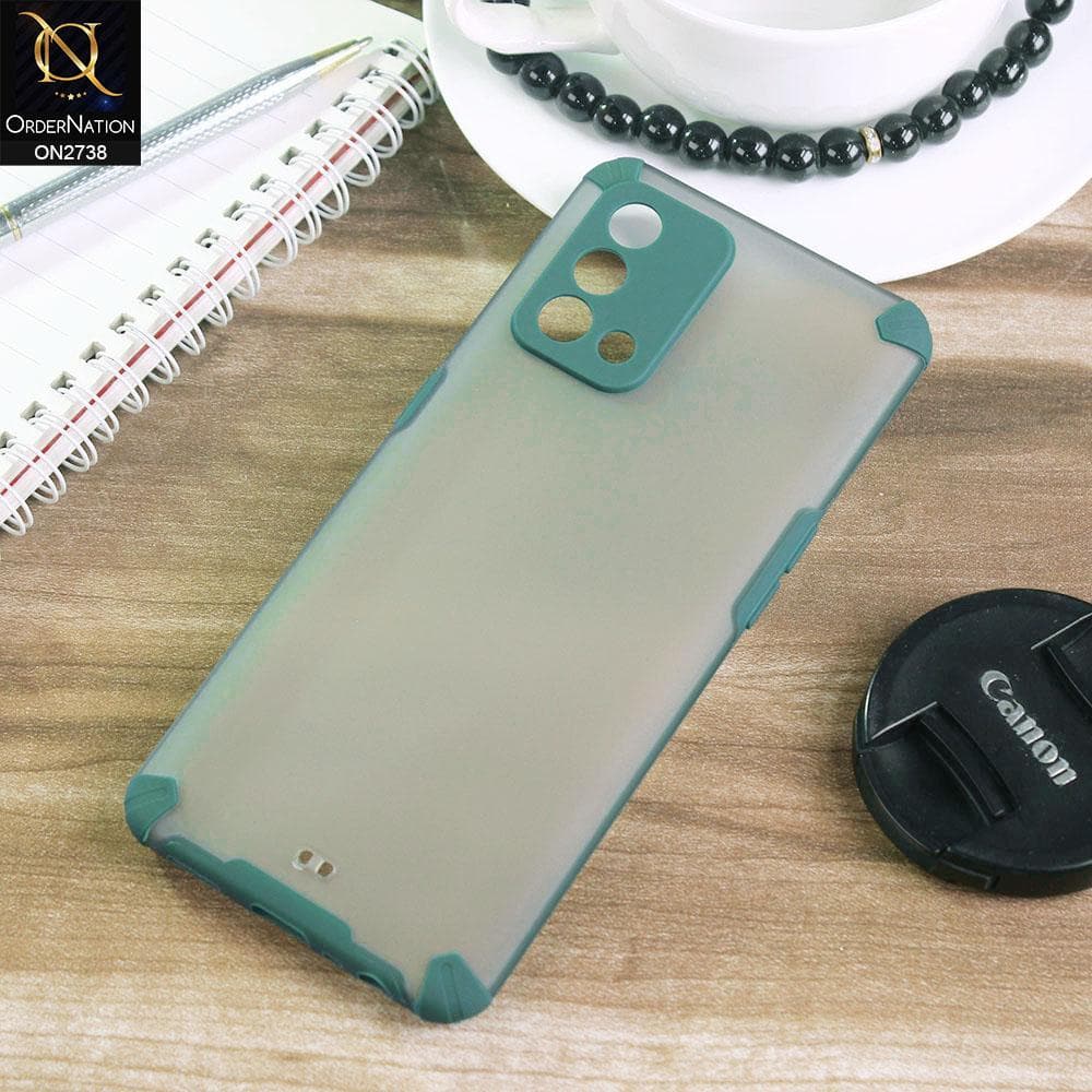 Oppo A95 4G Cover - Green - New Semi Transparent Matte Anti-Drop Camera Protection Case