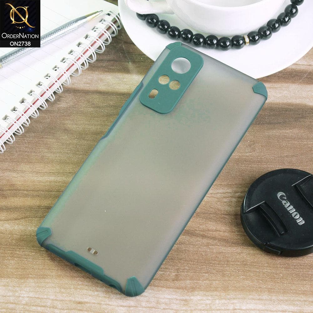 Vivo Y51s Cover - Green - New Semi Transparent Matte Anti-Drop Camera Protection Case