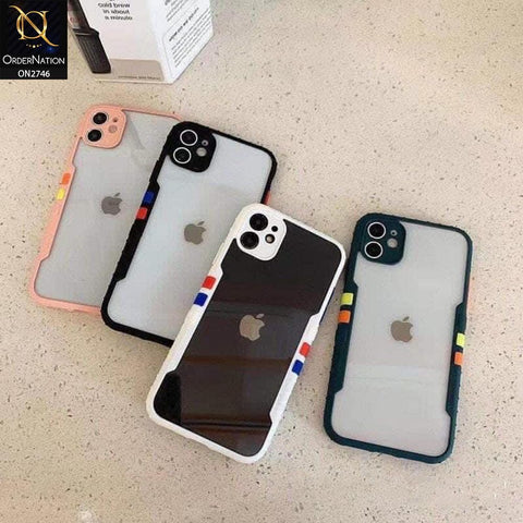 iPhone 12 Mini Cover - White - New Designer Sporty Look Transparent Soft Shell Case