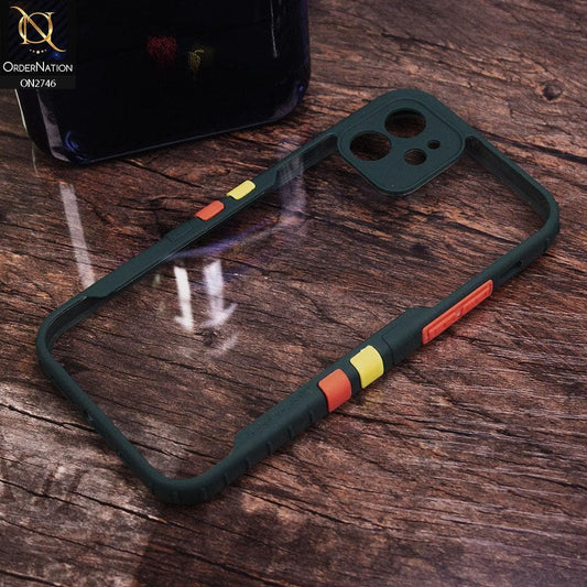 iPhone 11 Cover - Green - New Designer Sporty Look Transparent Soft Shell Case