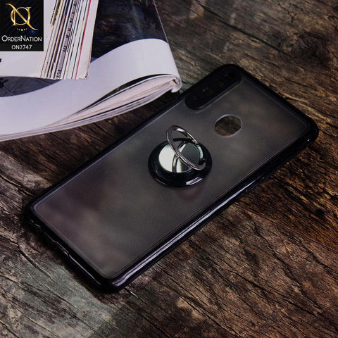 Samsung Galaxy A20s Cover - Black - New Fresh Look Steel Finger Grip 360 Rotation Holder Back Shell Case