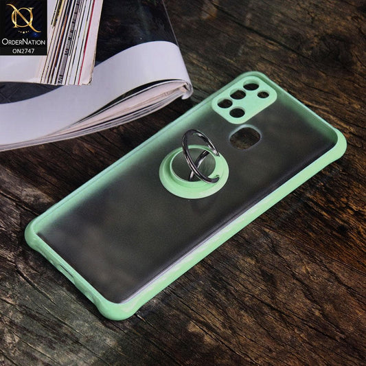 Samsung Galaxy A21s Cover - Sea Green - New Fresh Look Steel Finger Grip 360 Rotation Holder Back Shell Case