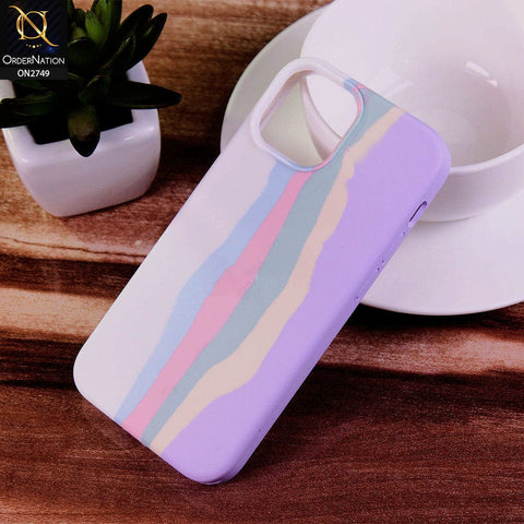 iPhone 13 Mini Cover - White - Rainbow Series Liquid Soft Silicon Case