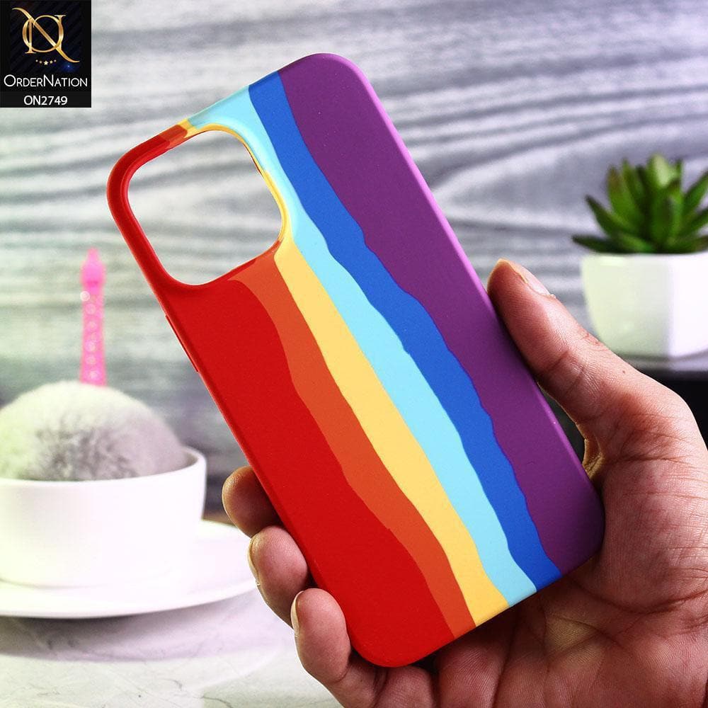 iPhone 13 Pro Max Cover - Multi - Rainbow Series Liquid Soft Silicon Case