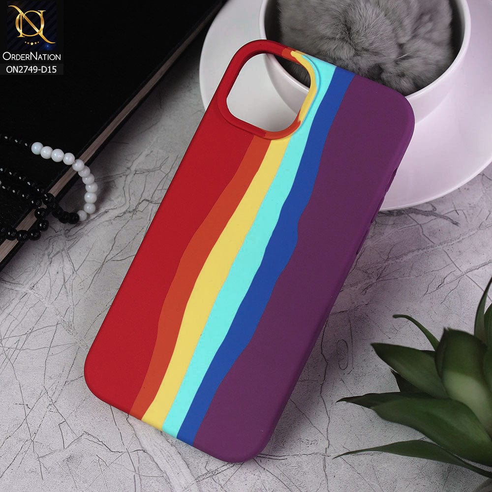 iPhone 14 Plus Cover - Design 15 - Rainbow Series Liquid Soft Silicon Case