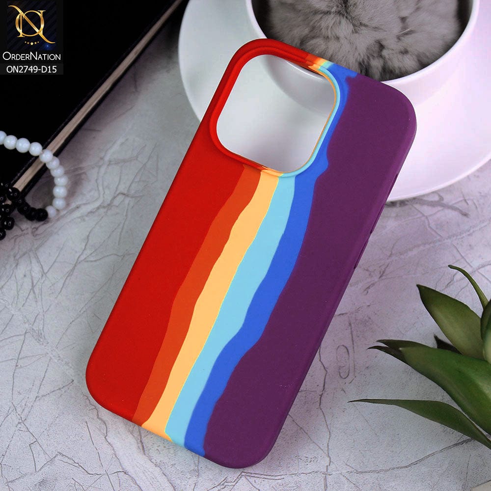 iPhone 14 Pro Cover - Design 15 - Rainbow Series Liquid Soft Silicon Case