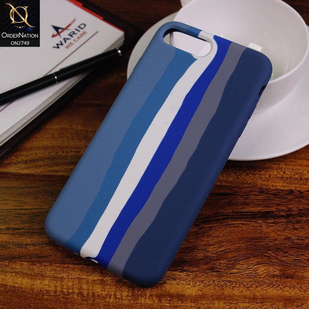 iPhone 8 Plus / 7 Plus Cover - Blue - Rainbow Series Liquid Soft Silicon Case