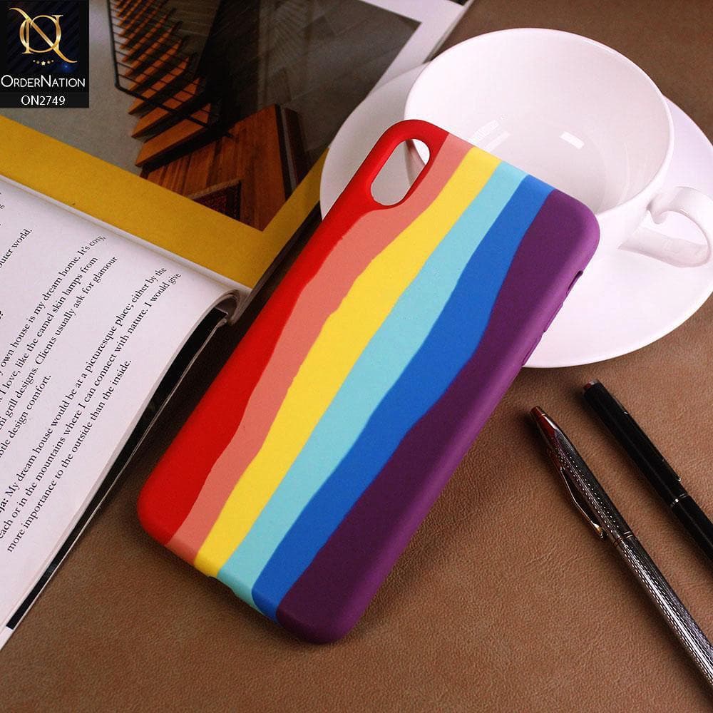 iPhone XS / X Cover - Multi - Rainbow Series Liquid Soft Silicon Case
