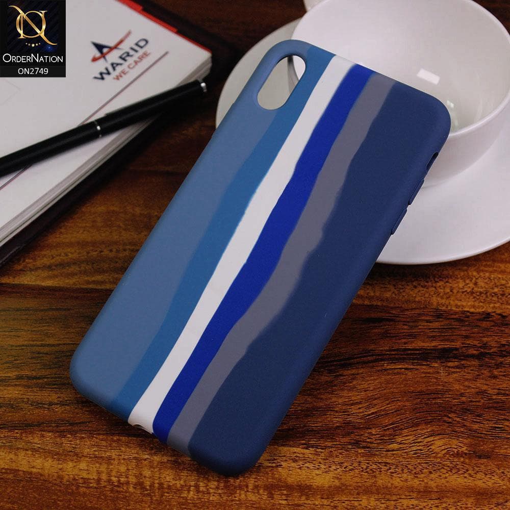 iPhone XS Max Cover - Blue - Rainbow Series Liquid Soft Silicon Case