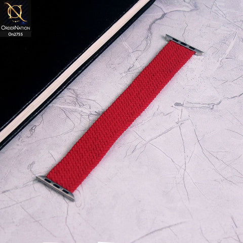 Apple Watch Series 4 / 5 / 6 (42mm To 44mm) - Medium 16 cm - Red - Elastic Braided Solo Loop Smart Watch Strap