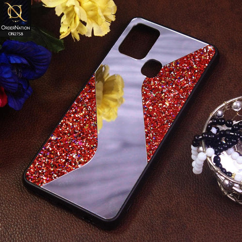 Infinix Hot 9 Play Cover - Red - Rhimestones Mirror Waves Soft Case