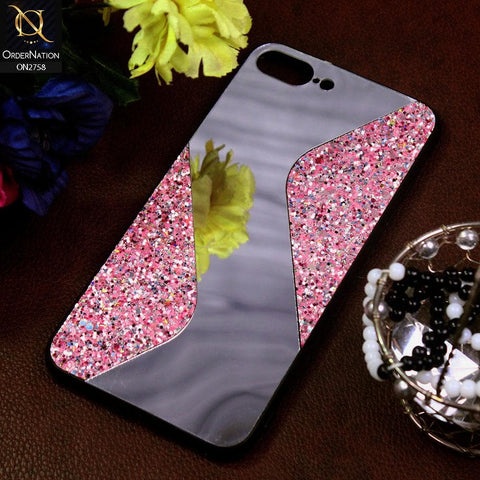 iPhone 8 Plus / 7 Plus Cover - Pink - Rhimestones Mirror Waves Soft Case