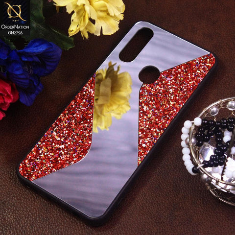 Oppo A8 Cover - Red - Rhimestones Mirror Waves Soft Case
