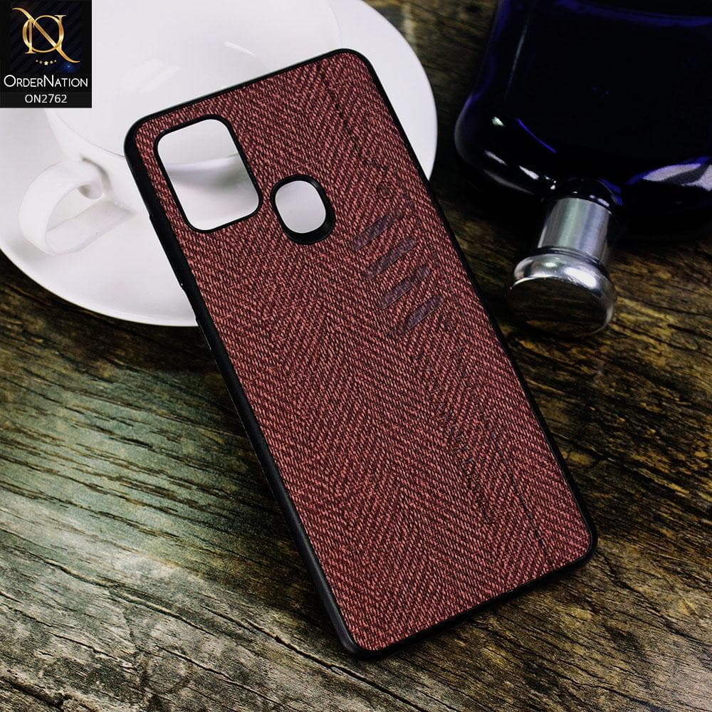 Samsung Galaxy A21s Cover - Maroon - Soft New Fresh Look Jeans Texture Case
