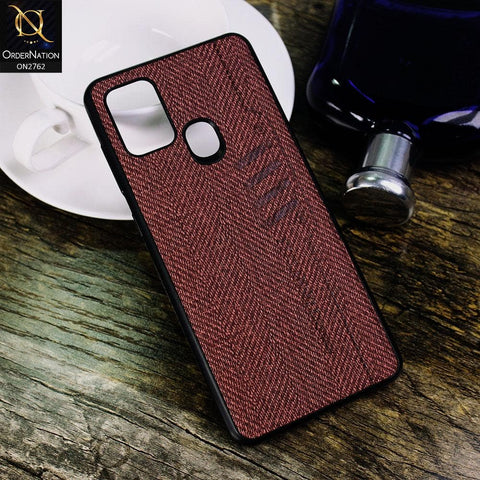 Samsung Galaxy A21s Cover - Maroon - Soft New Fresh Look Jeans Texture Case
