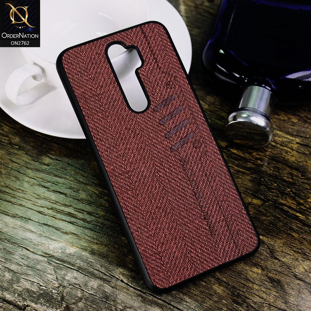 Oppo A9 2020 Cover - Maroon - Soft New Fresh Look Jeans Texture Case