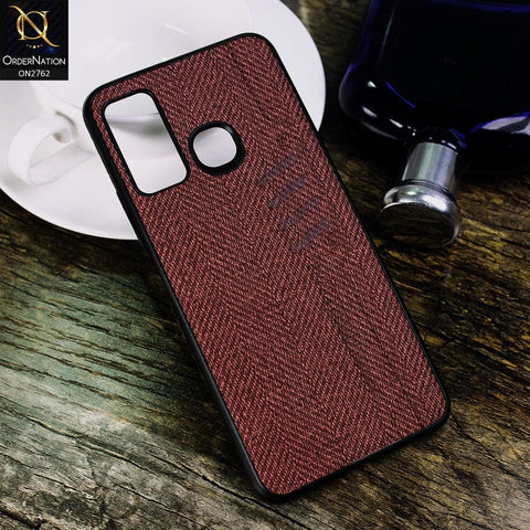 Infinix Hot 9 Pro Cover - Maroon - Soft New Fresh Look Jeans Texture Case