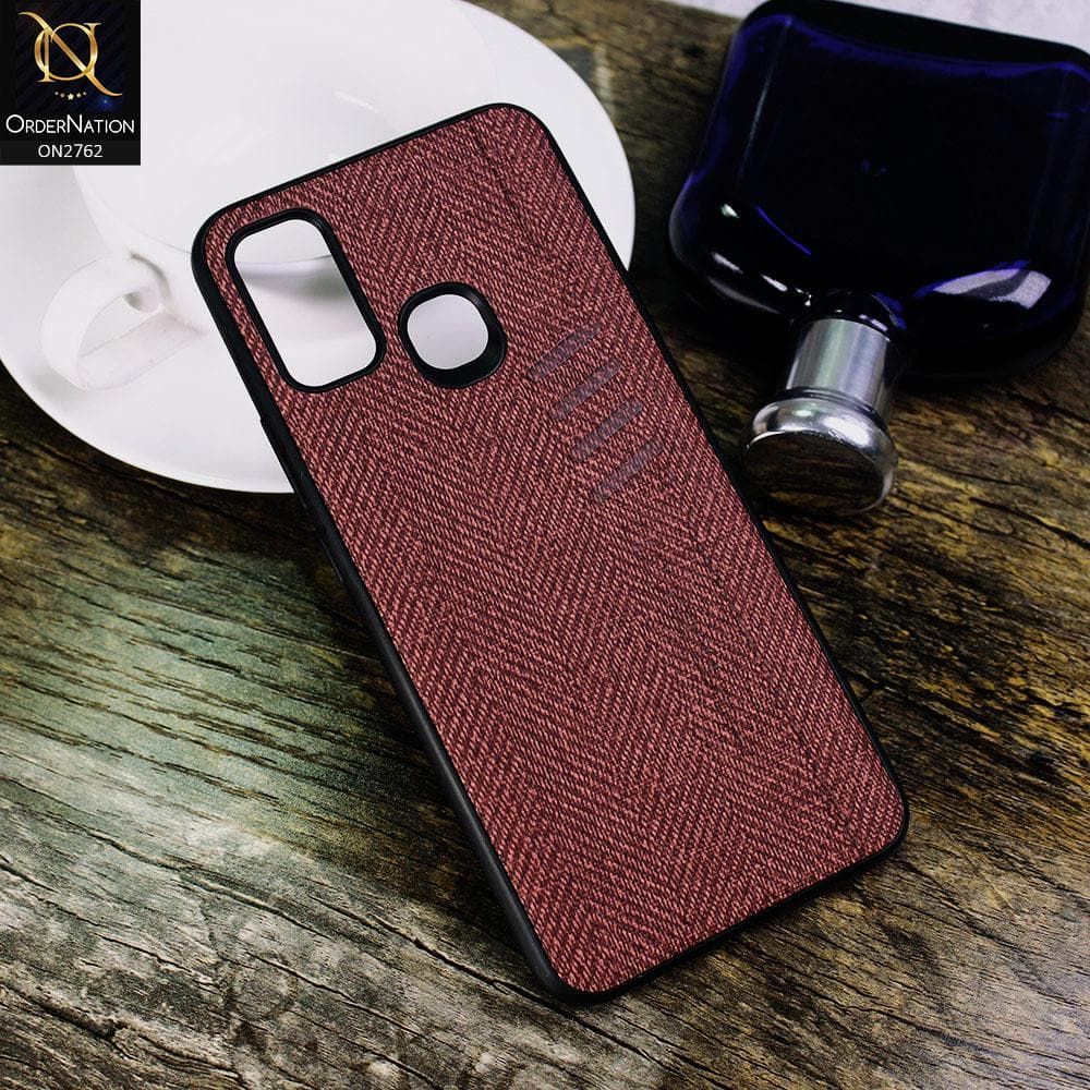 Infinix Hot 9 Play Cover - Maroon - Soft New Fresh Look Jeans Texture Case