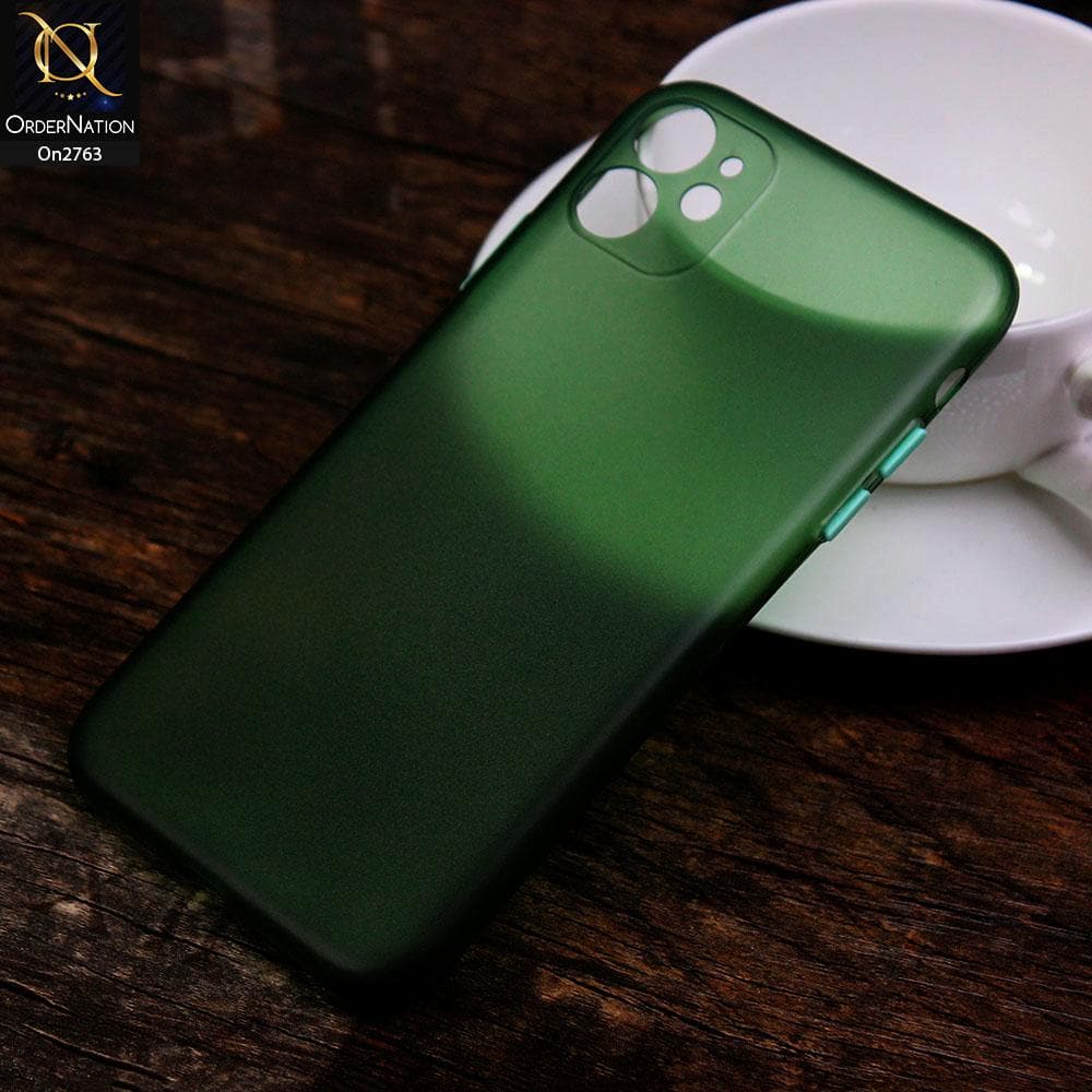 iPhone 12 Mini - Green - New Colored Semi-Transparent Ultra Thin Paper Shell Case
