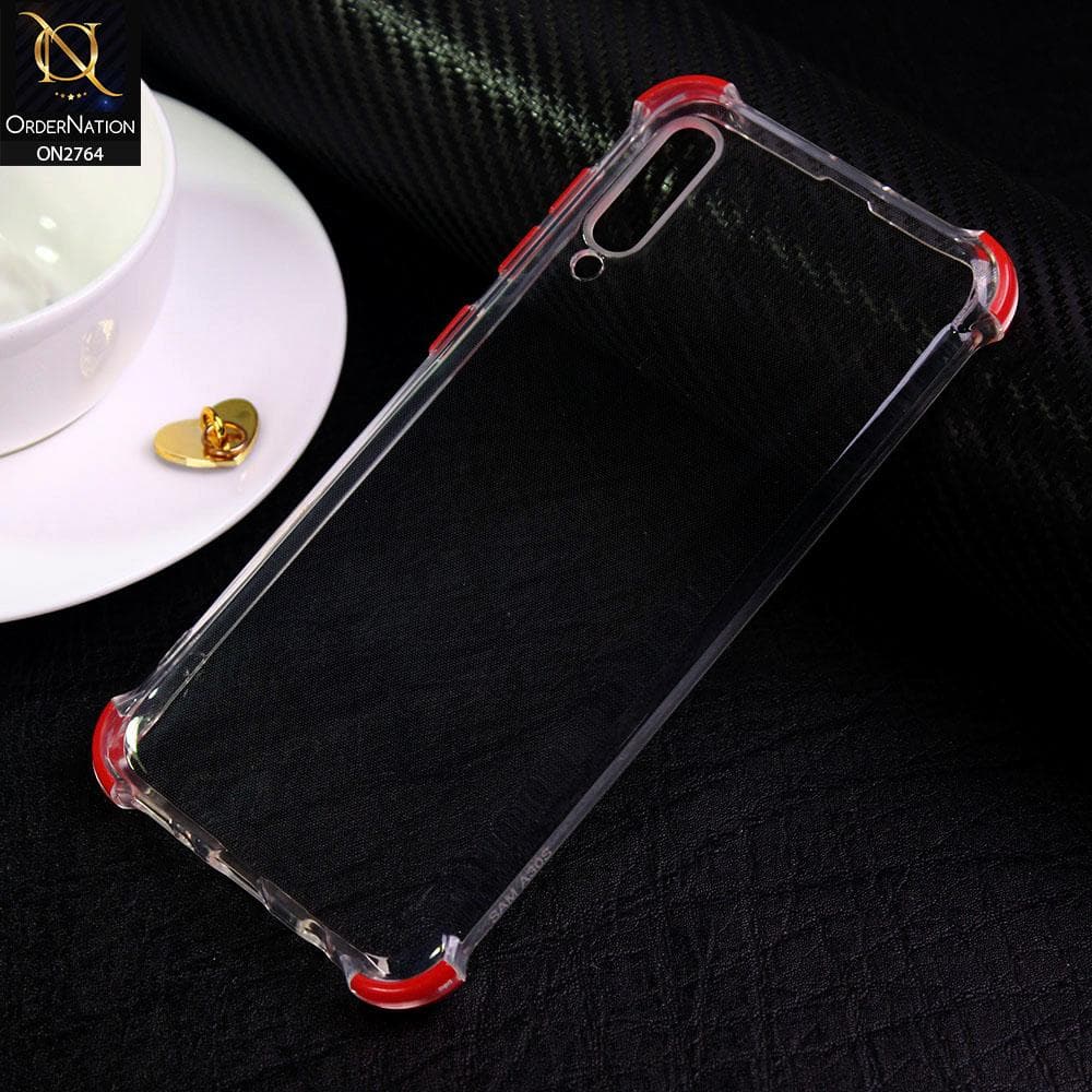 Samsung Galaxy A30s Cover - Red - Soft Anti Shock Colorfull Corner Back Clear Case