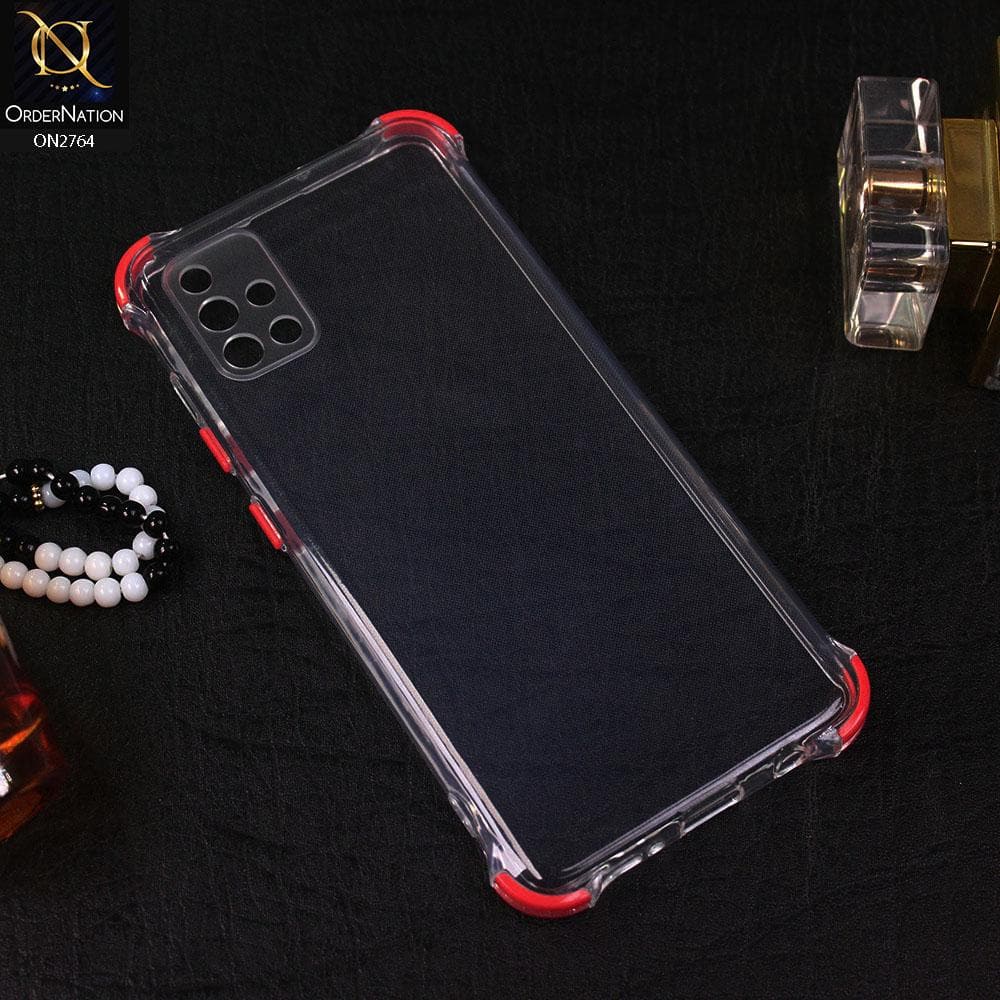 Samsung Galaxy A51 Cover - Red - Soft Anti Shock Colorful Corner Back Clear Case