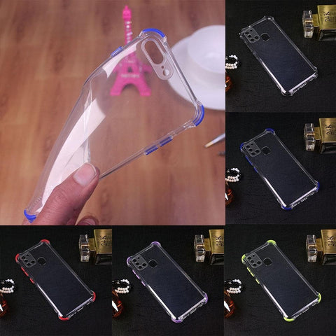 Vivo Y20 Cover - Red - Soft Anti Shock Colorfull Corner Back Clear Case