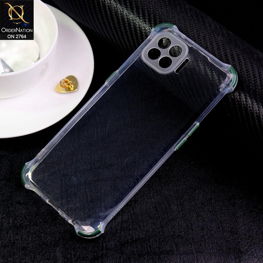 Oppo Reno 4F Cover - Dark Green - Soft Anti Shock Colorful Corner Back Clear Case