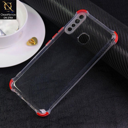 Infinix Hot 8 Cover - Red - Soft Anti Shock Colorful Corner Back Clear Case