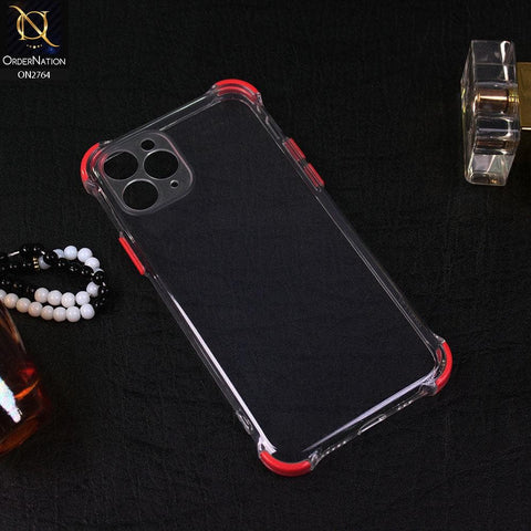 iPhone 11 Pro Max Cover - Red - Soft Anti Shock Colorful Corner Back Clear Case