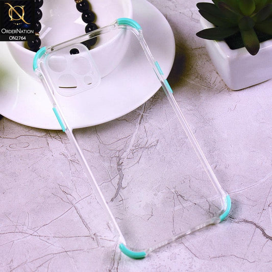 iPhone 12 Cover - Aqua - Soft Anti Shock Colorfull Corner Back Clear Case