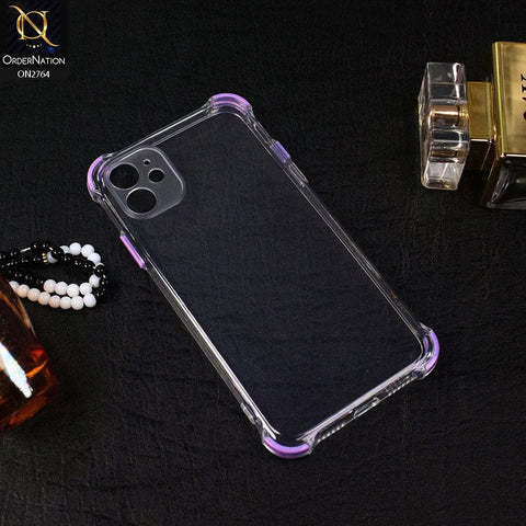 iPhone 12 Mini Cover - Purple - Soft Anti Shock Colorful Corner Back Clear Case
