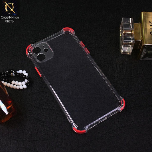 iPhone 12 Mini Cover - Red - Soft Anti Shock Colorful Corner Back Clear Case