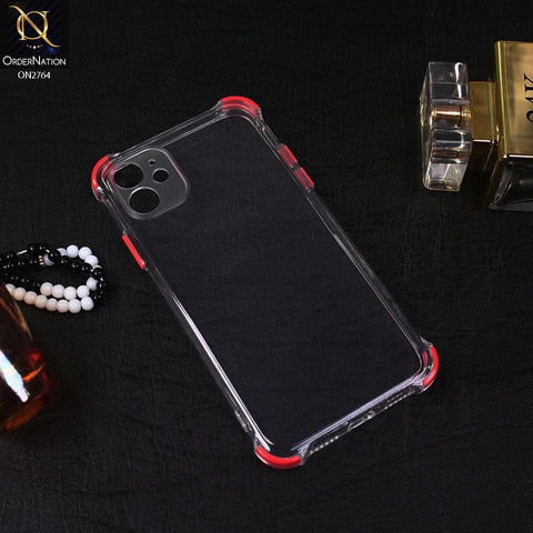 iPhone 12 Mini Cover - Red - Soft Anti Shock Colorful Corner Back Clear Case