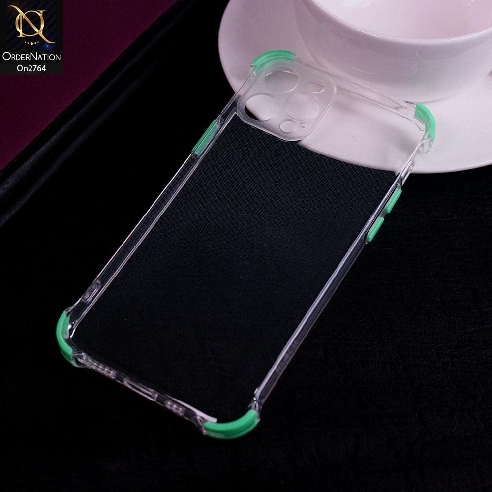 iPhone 12 Pro - Aqua - Soft Anti Shock Colorfull Corner Back Clear Case