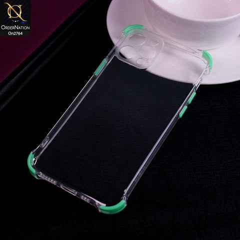 iPhone 12 Pro - Aqua - Soft Anti Shock Colorfull Corner Back Clear Case