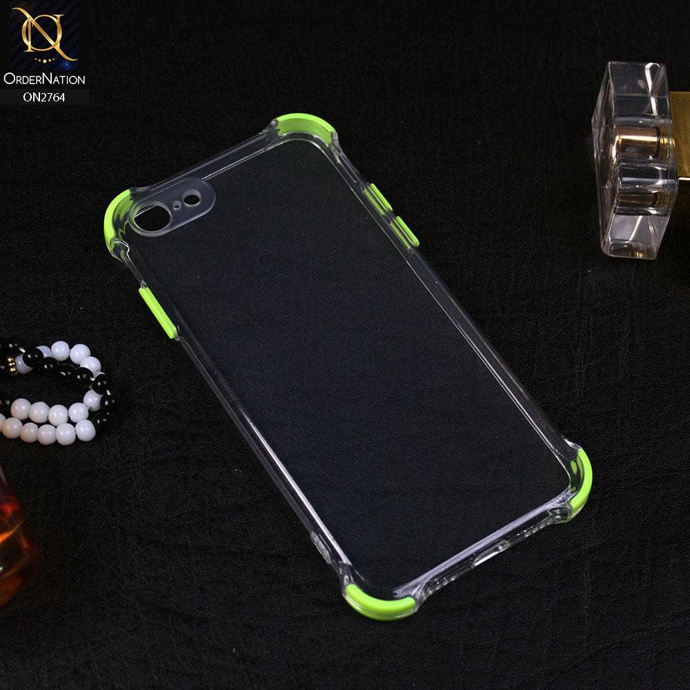 iPhone 8 / 7 Cover - Green - Soft Anti Shock Colorful Corner Back Clear Case