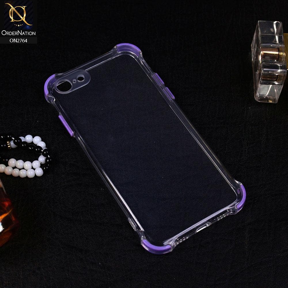 iPhone 8 / 7 Cover - Purple - Soft Anti Shock Colorful Corner Back Clear Case