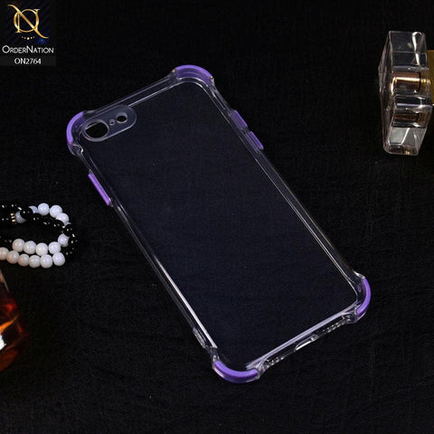 iPhone 8 / 7 Cover - Purple - Soft Anti Shock Colorful Corner Back Clear Case