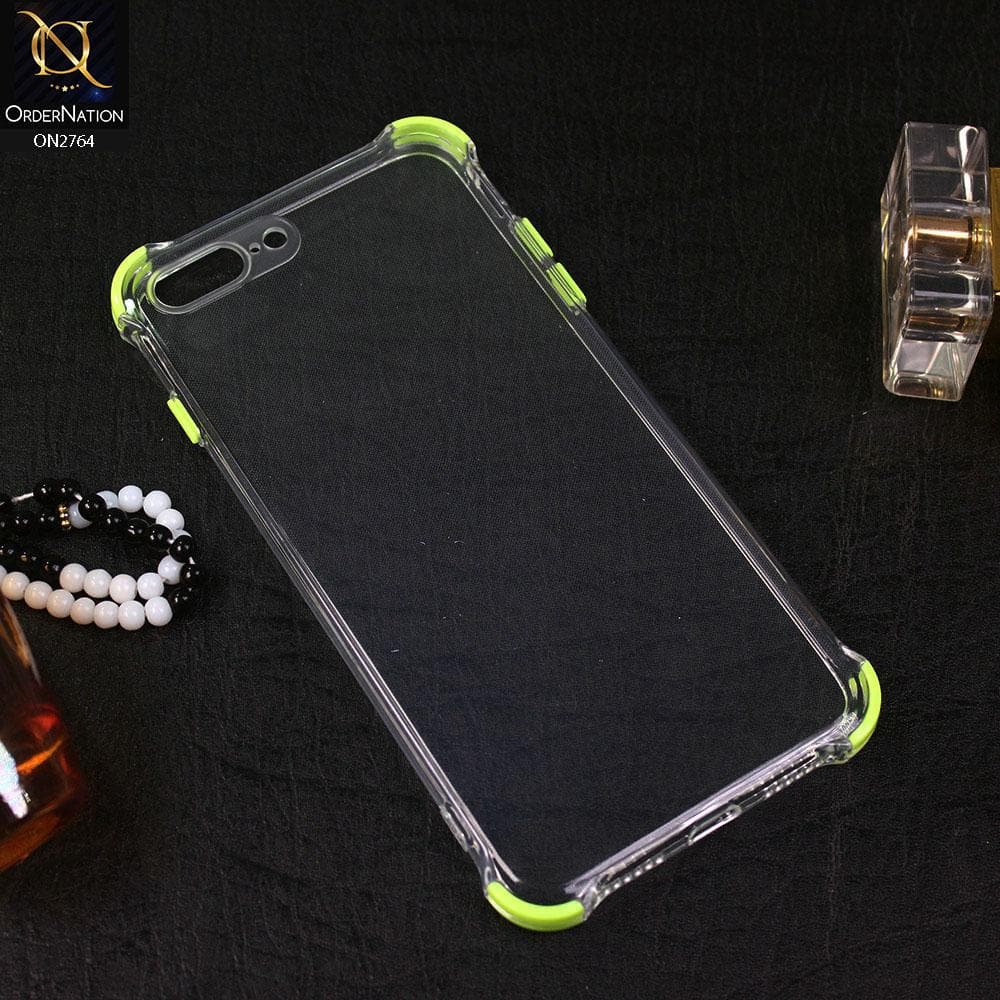 iPhone 8 Plus / 7 Plus Cover - Green - Soft Anti Shock Colorful Corner Back Clear Case