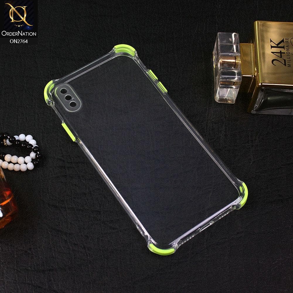 iPhone XS / X Cover - Green - Soft Anti Shock Colorful Corner Back Clear Case