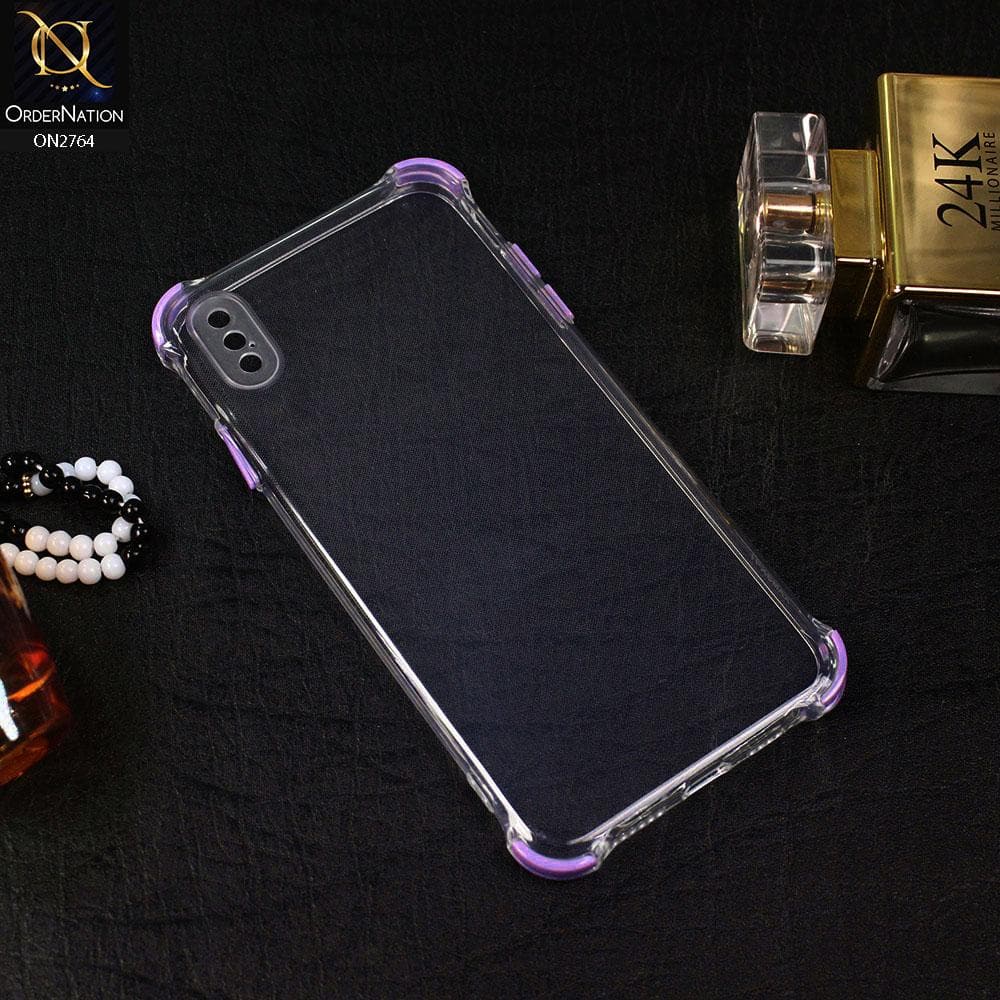 iPhone XS / X Cover - Purple - Soft Anti Shock Colorful Corner Back Clear Case
