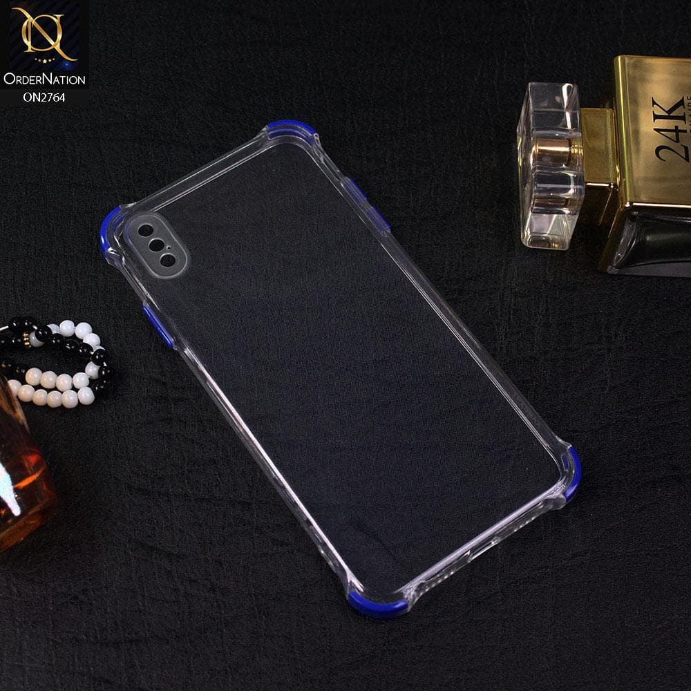 iPhone XS Max Cover - Blue - Soft Anti Shock Colorful Corner Back Clear Case