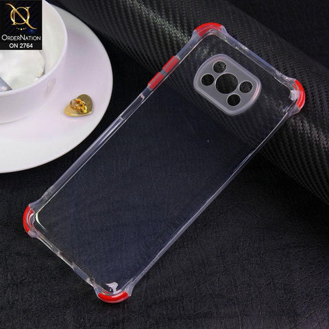 Xiaomi Poco X3 Cover - Red - Soft Anti Shock Colorful Corner Back Clear Case