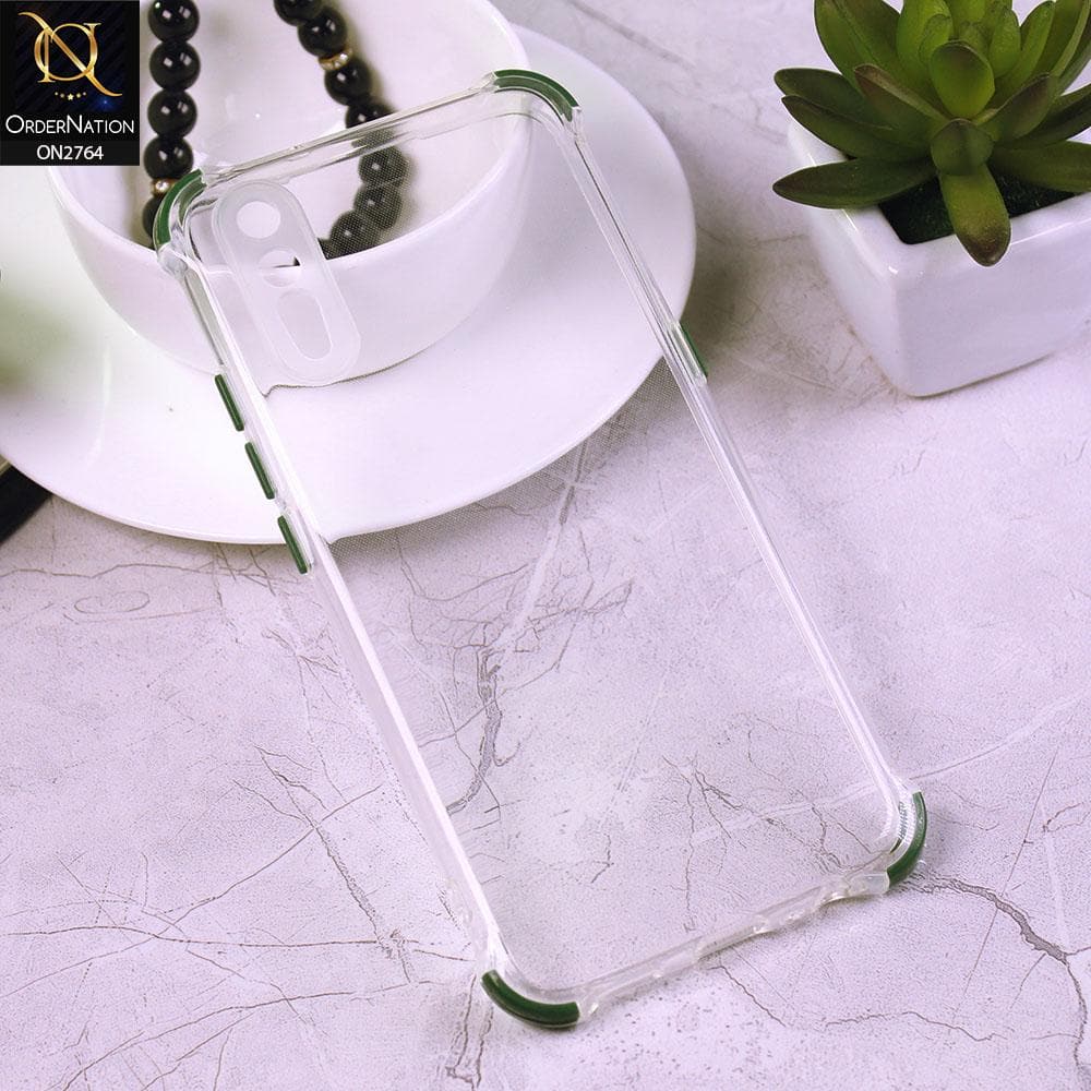 Vivo S1 Cover - Green - Soft Anti Shock Colorfull Corner Back Clear Case