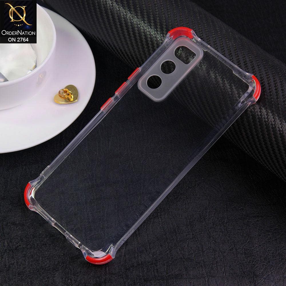 Vivo V20 SE Cover - Red - Soft Anti Shock Colorful Corner Back Clear Case