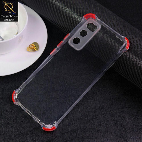 Vivo V20 SE Cover - Red - Soft Anti Shock Colorful Corner Back Clear Case